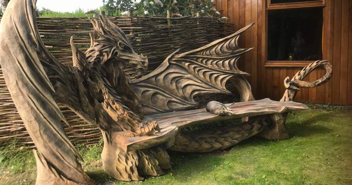 This Incredible Dragon Bench Was Carved Using A Chainsaw | Bored Panda